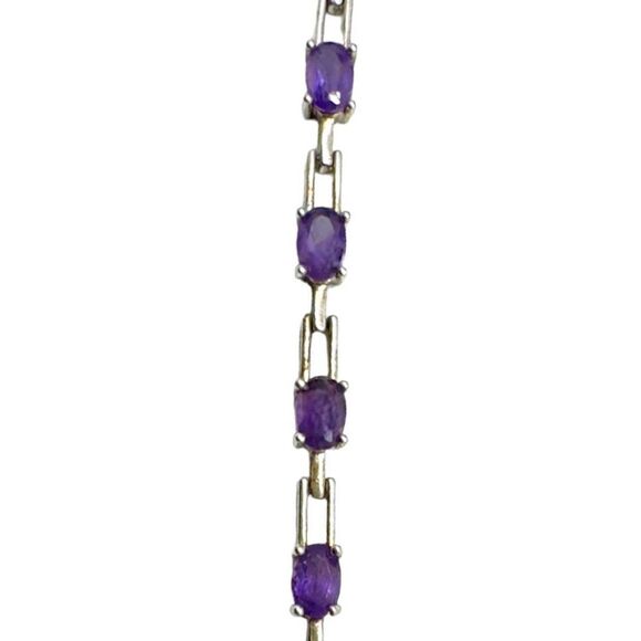 ROSS-SIMMONS .925 STERLING SILVER & Prong Set Genuine AMETHYST Tennis Bracelet 7 - Picture 5 of 7